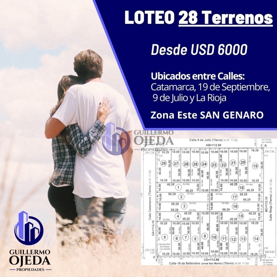 Terreno N°6 Lote en venta San Genaro Zona Este "28 Terrenos"